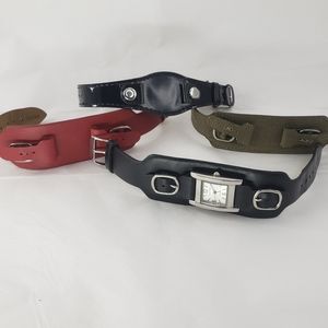 Silver Square Face Watch with 4 Bands 1" Face 1.25" Band